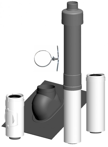 Komplett-Set Dachheizzentrale schwarz - LAS doppelwandig aus PP/PP